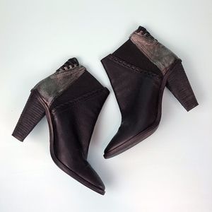 Matisse Black Leather Whip Stitch Ankle Boots